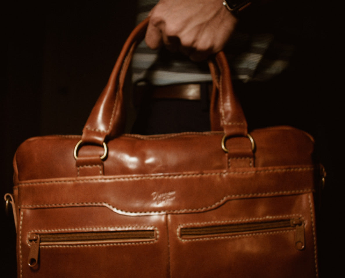 Handmade leather briefcase, Leather Laptop Bag, Crossbody Leather Bag