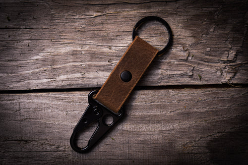 Handmade Leather Keychain – Brown Veg Tan or Chrome Tan Key Fob, Men’s Everyday Carry Gift, Durable Key Holder