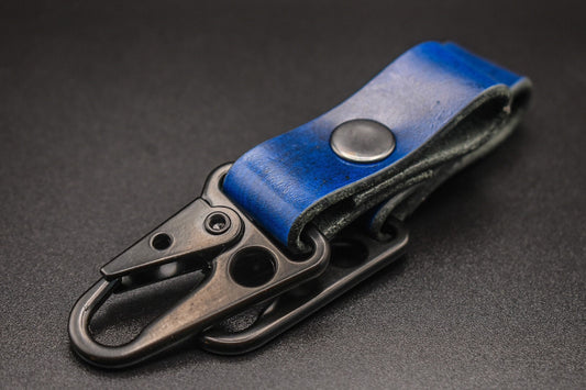 Blue Leather | Leather Keyring | Leather Keychain With Clasp | Clasp Keychain | Leather Key Fob | Leather Key Organizer| Double Key Ring