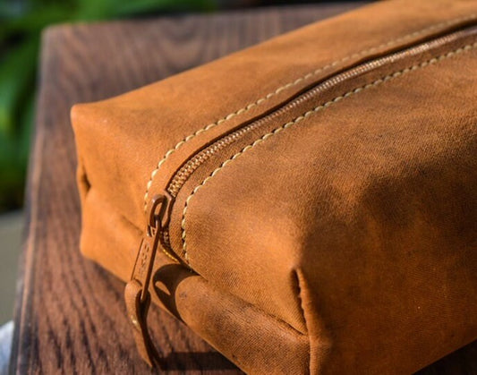 Custom Toiletry Bag   | Leather pouch |  Leather Toiletry Bag | Small Leather pouch |  Mens Travel Bag |  Travel Bag | Small Leather Storage