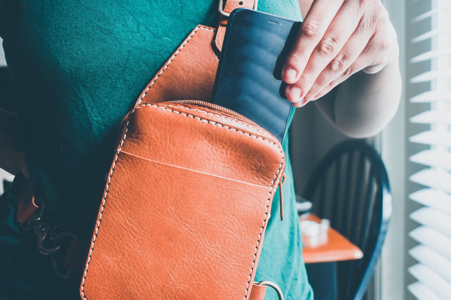 Leather Crossbody Chest Bag | Leather Sling Chest Bag | Travel Bag | Hiking Daypack |