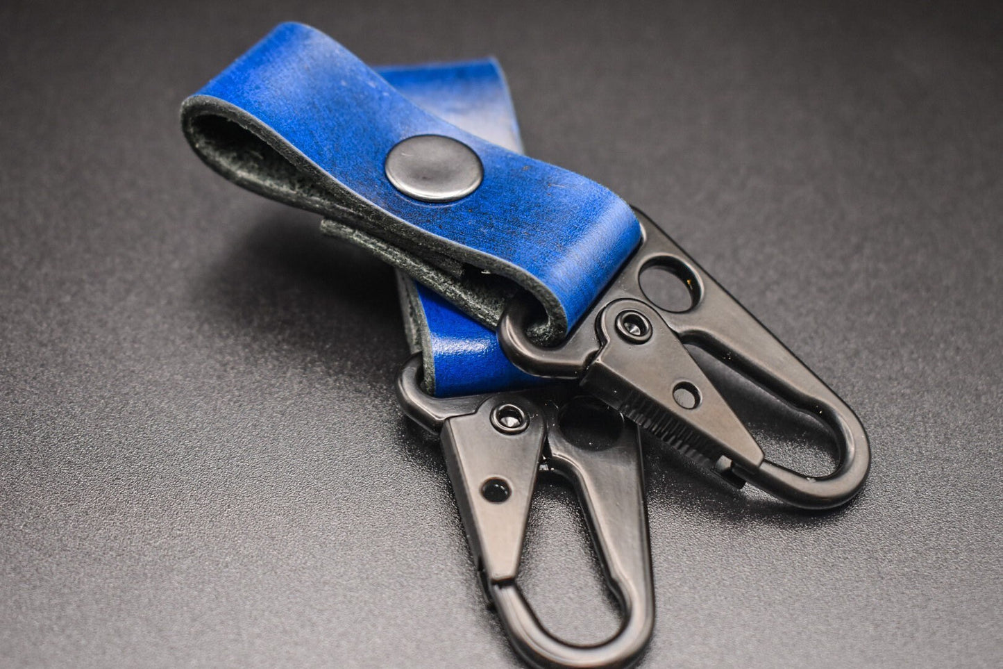 Blue Leather | Leather Keyring | Leather Keychain With Clasp | Clasp Keychain | Leather Key Fob | Leather Key Organizer| Double Key Ring
